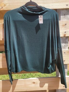 Express Cowl Neck Top NWT Green Long Sleeve Dolman Soft Size L